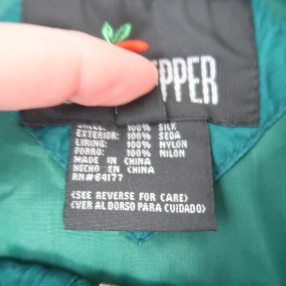 Vintage 90s Chili Pepper Teal Green Ruched Silk Track Suit Set L - Picture 7 of 7